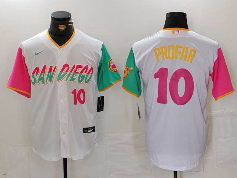 Men%27s San Diego Padres #10 Jurickson Profar Number White 2023 City Connect Cool Base Stitched Jersey